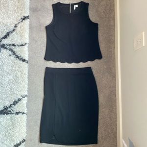 NWOT Elle Black Scalloped Shell & Pencil Skirt Set - S/M
